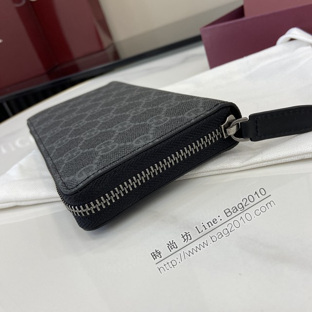 Gucci專櫃古馳最新款Emblem系列經典圖案全拉鏈錢包男士長錢夾 jh2699型號：821207